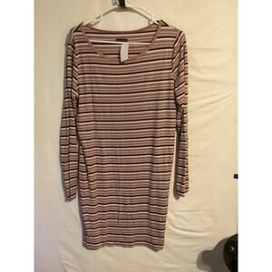 2183 Wild Fable Women Long Sleeve Round Neck Knit Mini Body Con Dress Pink Large